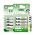 thumbnail image 1 of EBL Rechargeable AAA Batteries 1100mAh Ni-MH Triple A Batteries, 8 Counts 1.2V, 1 of 10