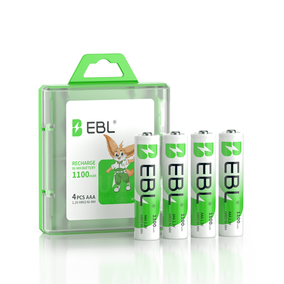 EBL Rechargeable AAA Batteries (4-Pack), 1100mAh Ni-MH Triple a Batteries