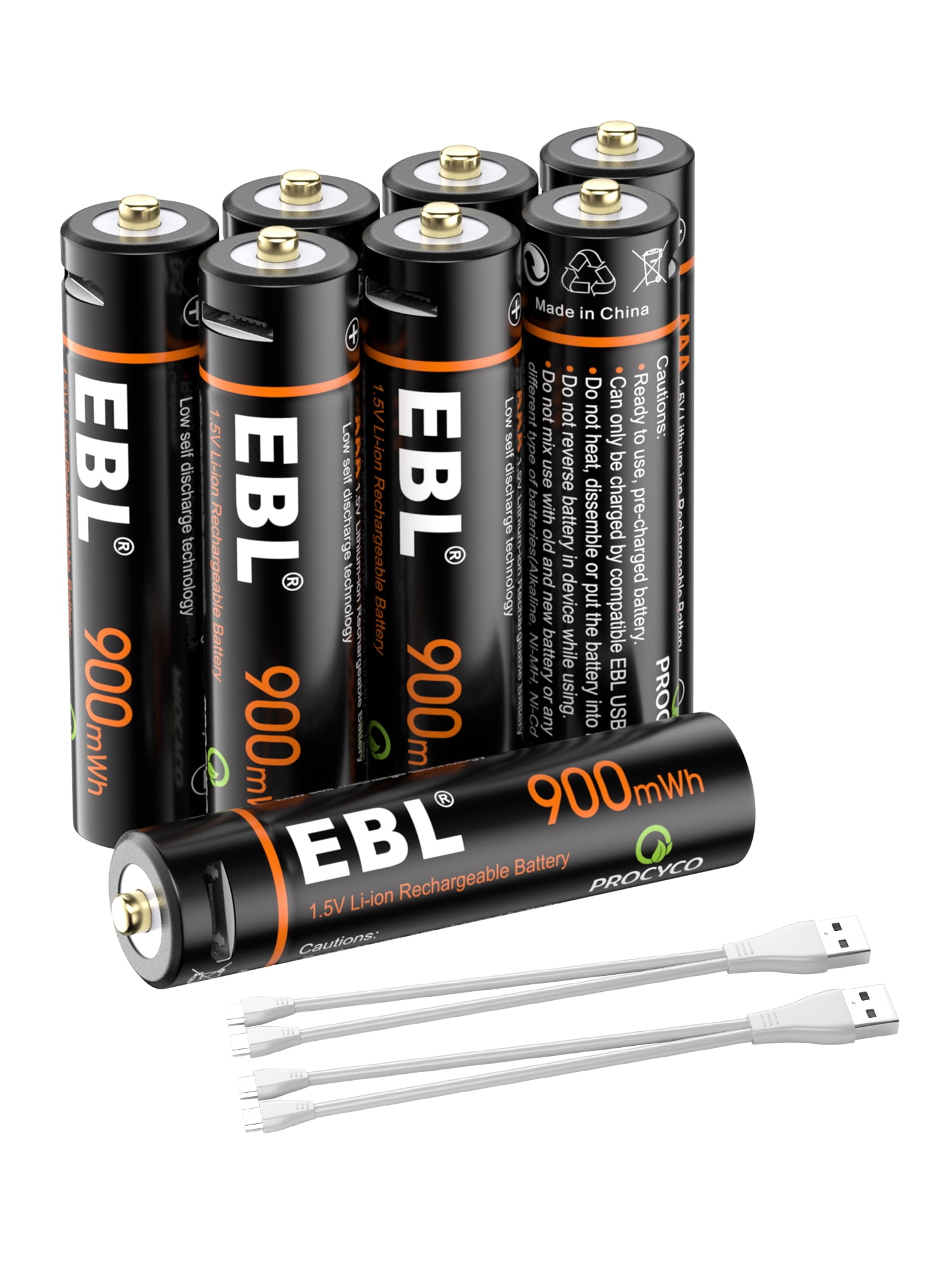 EBL Rechargeable AAA Batteries (8 Pack), 1.5V USB Rechargeable Lithium Triple a Batteries