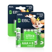 EBL Rechargeable AAA Batteries 8 Pack, Precharged Long Lasting, Ni-MH, Triple a Batteries