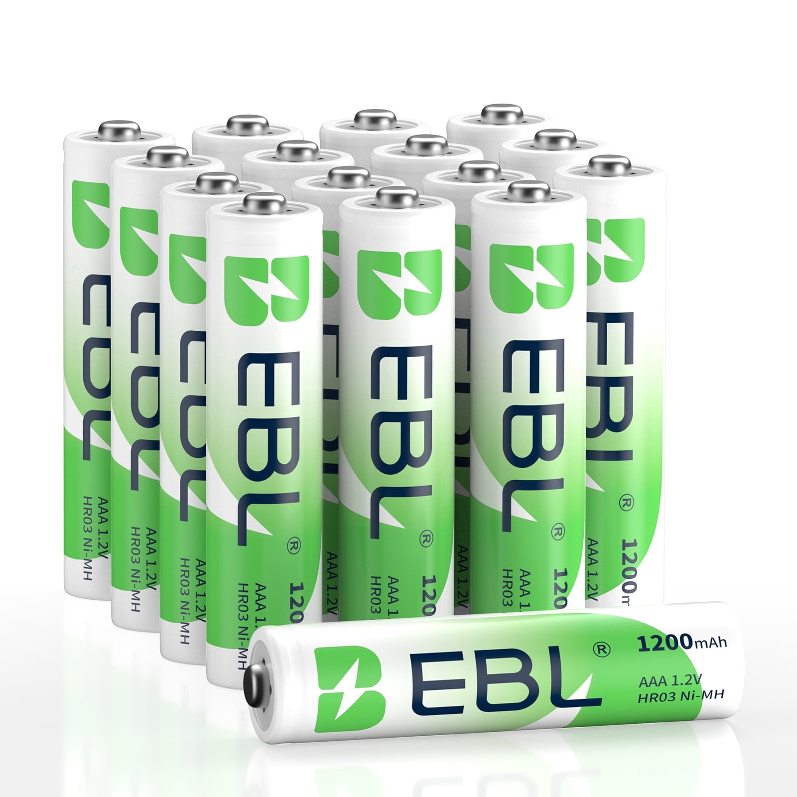 EBL Rechargeable AAA Batteries ProCyco High Capacity 1200mAh Premium NiMH Triple A Battery 16 Count