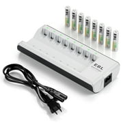 EBL Rechargeable AAA Batteries with Charger, 8 Pack 1.2V 1100mAh NiMH Triple AAA Batteries and AA AAA Battery Charger
