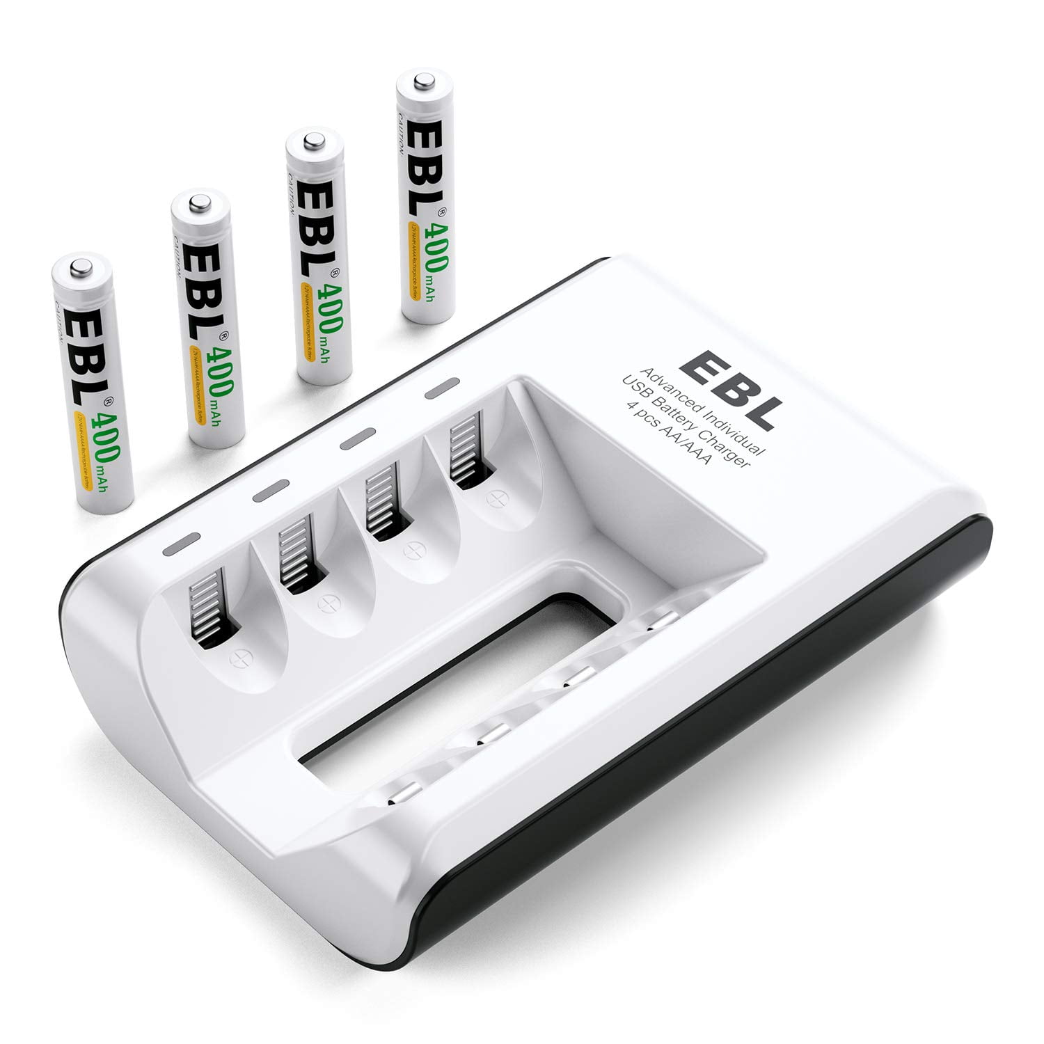 EBL Rechargeable AAAA Batteries 4 Counts with Smart Battery Charger