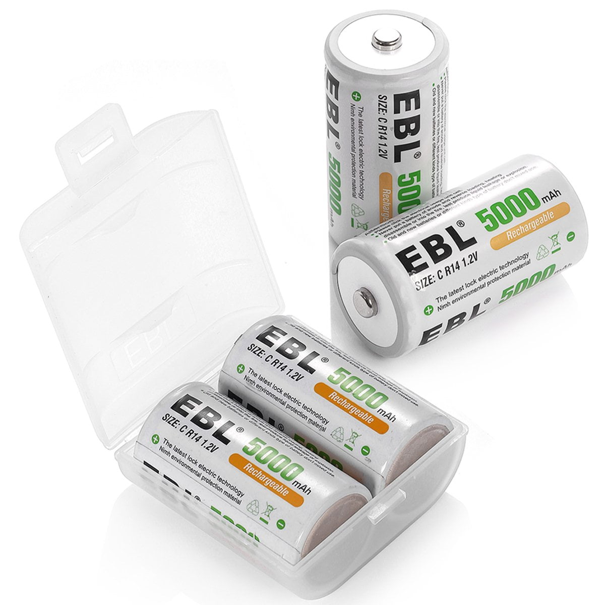 EBL Rechargeable C Batteries (4 Pack), C Cell Batteries
