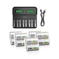 thumbnail image 1 of EBL Rechargeable D Batteries 10000mAh 1.2V (10 Pack) and LCD Rechargeable Battery Charger for Ni-MH AA AAA C D Rechargeable Batteries, 1 of 8
