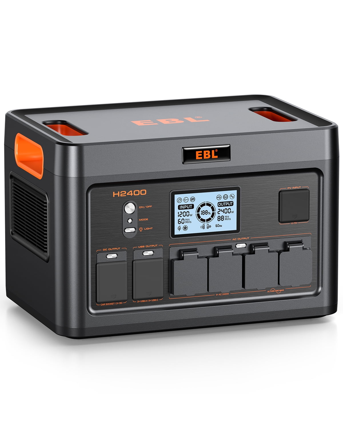 EBL Solar Generator 2400W 4 AC Outlets, 1843.2Wh Battery Capacity, 100W USB-C PD Output, MPPT Portable Power Station for Outdoor Camping, Home Backup, Power Outage