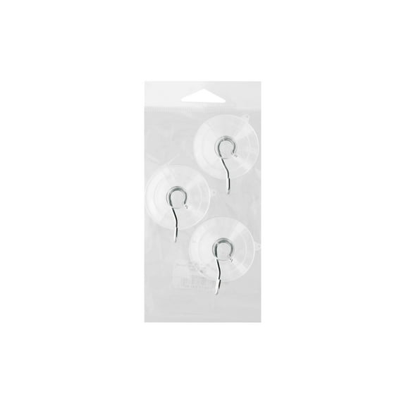 Essentials By Leisure Arts Suction Cups with Hooks 42mm 3pc – Reusable Shower Hooks for Glass, Window Mounting, Smooth Surfaces, Bathroom Storage, and Hanging Accessories