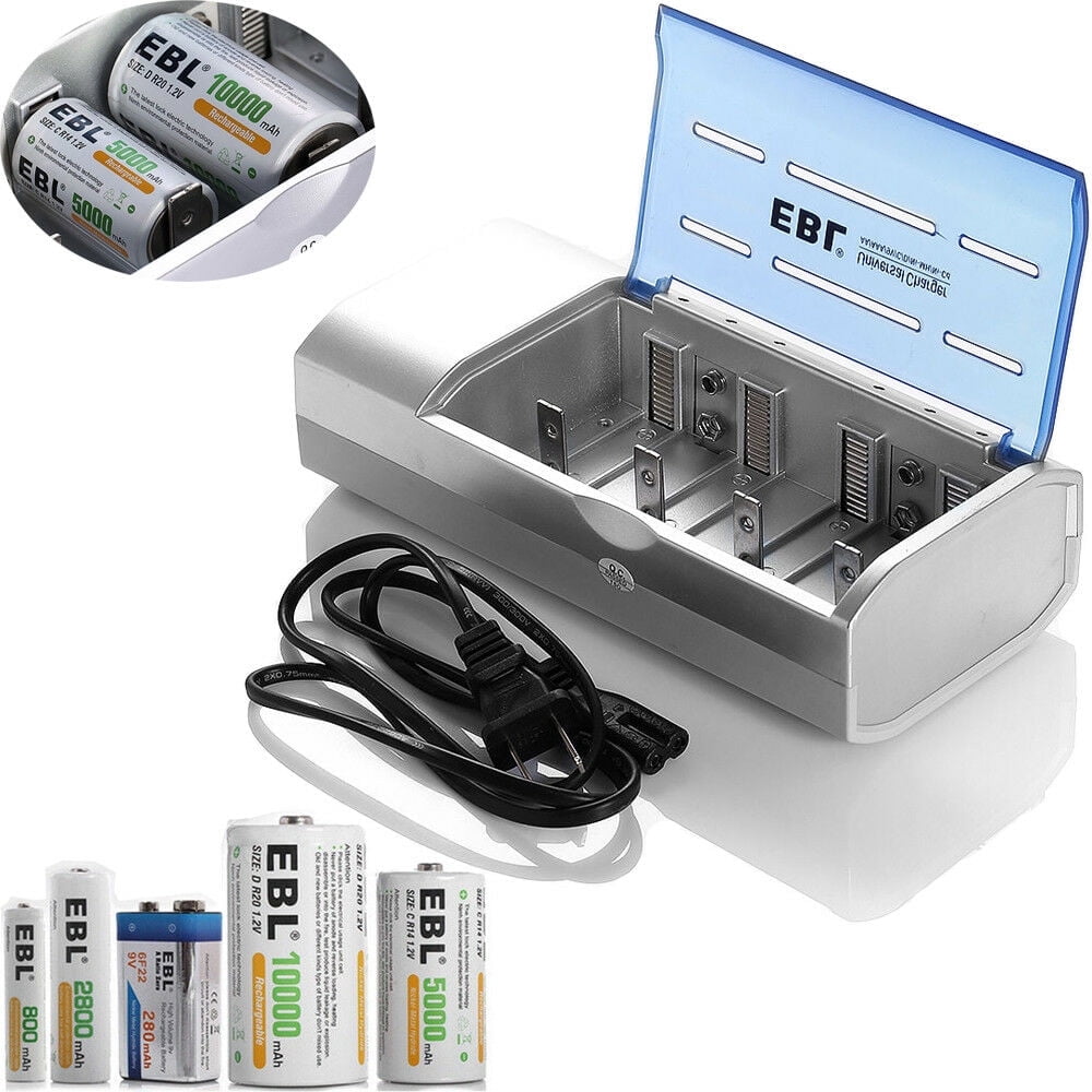 EBL Universal Charger For 9V AA AAA C D Size Multi NiMH Rechargeable Battery US