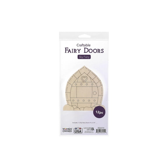 Essentials by Leisure Arts Wood Fairy Garden Door Sky, 12 Pack, 4x3.75 Inch, Unfinished Wood with Engraving, Paint Stain Decorate