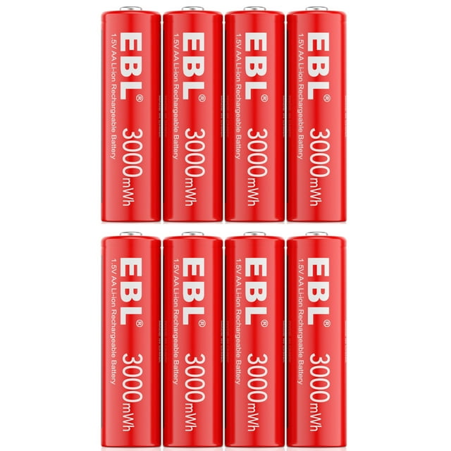 Ebl 8 Pack 15v 3000mah Rechargeable Aa Li Ion Battery 7727