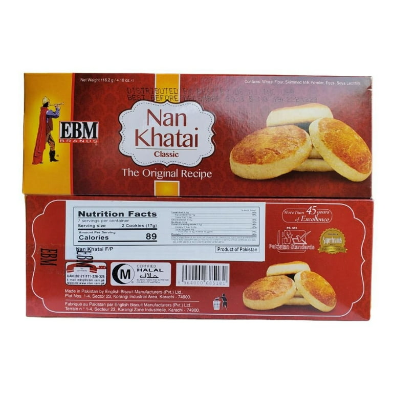 EBM Nan Khatai Classic Cookies 116.2g (Pack of 12) - Walmart.com