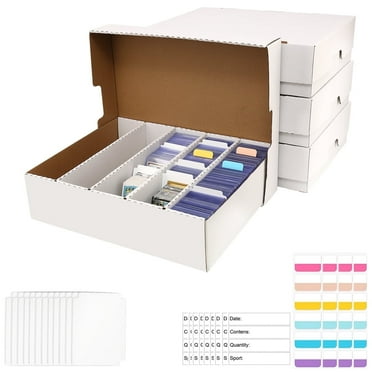 EBOAUSI Monster Baseball Card Storage Box 5 Row,Trading Card Storage Box,Cardboard Box Organizer, Holds 3950-Count,4-Pack