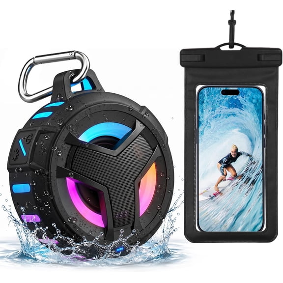 EBODA Bluetooth Shower Speaker with Waterproof Phone Pouch  Rugged & Ready for Any Wet Adventure