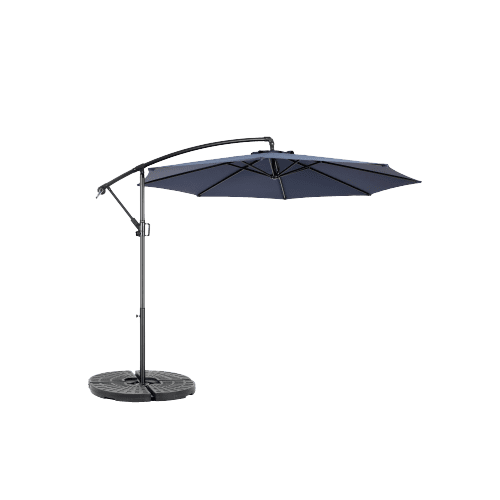 EBQOSK 10ft Offset Hanging Market Patio Umbrella w/Easy Tilt Adjustment, Polyester Shade, 8 Ribs for Backyard, Poolside Navy Blue