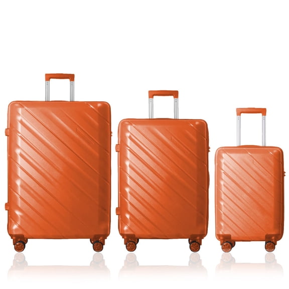 EBQOSK 20/24/28 inch Hardside Carry on Luggage Kit with 360° Spinner Wheels and TSA Lock, 3PCS ABS Scratch-Resistant Lightweight Suitcase Set Air Checked for Men Women Family Travel Bright Orange