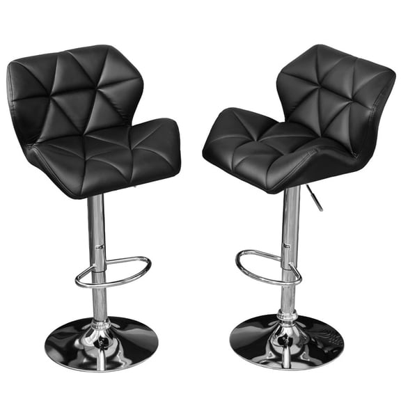 EBQOSK 2PC Contemporary Tufted Adjustable Height Hidraulic Bar Stools Black