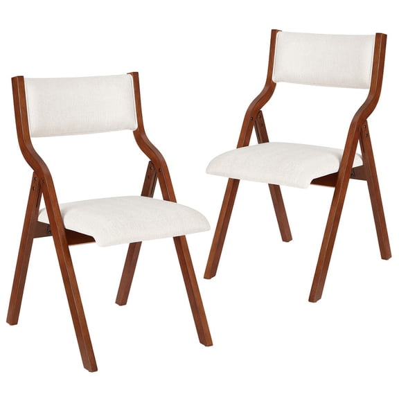 EBQOSK 2PC Upholstered Folding Dining Chair, Space Saving, Easy To Carry, Dining Room Cream