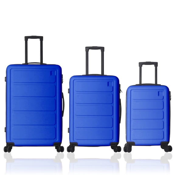 EBQOSK 3PCS Hardside Carry on Luggage Set with 360° Spinner Wheels, 20/24/28 inch Hard Shell ABS Lightweight Checked Suitcase with TSA Lock Airline Approved for Men Women Family Travel Blue