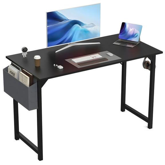 EBQOSK 55" Game Computer Desk with Storage, Home Office Modern Simple Style PC Table for Youth Student Adult Black 55"