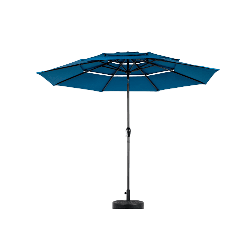 EBQOSK Aluminium 10ft 3 Tier Auto-tilt Umbrella,Outdoor Patio Umbrella - Market Table Pool Deck Umbrella Base Not Included Dark Blue