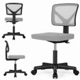 thumbnail image 1 of EBQOSK Armless Drafting Chair Basics Rolling Desk Chair, Ergonomic Desk Chairs, Rolling Bar Stools Chairs Breathable Mesh for Home Bedroom Study Student Height Adjustable Gray, 1 of 7