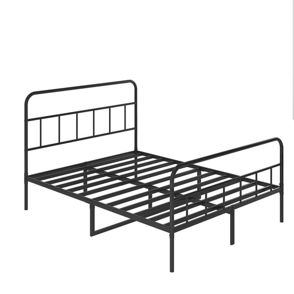 EBQOSK Bed Frame with Headboard and Footboard, Metal Platform Bed Frame, All Metal Slats Support, Under Bed Storage, No Box Spring Needed, Easy Assembly Black