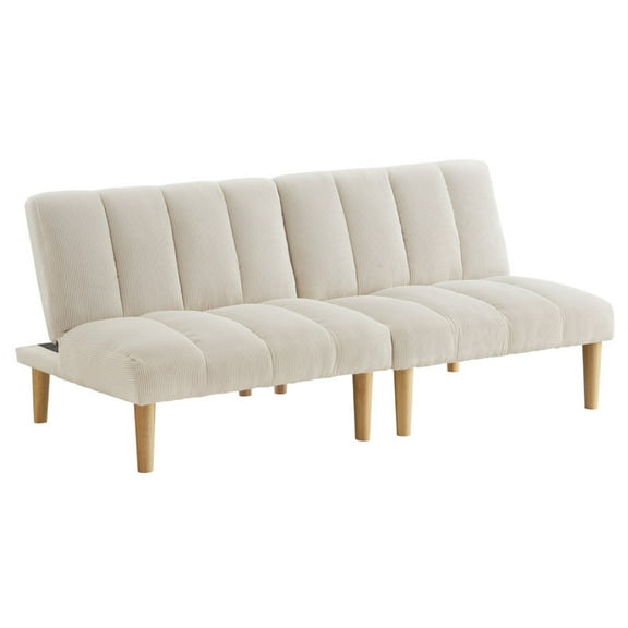 EBQOSK Corduroy Convertible Sofa Bed with Wooden Legs – 2-in-1 Comfort & Style for Living Rooms, Apartments & Guest Spaces Beige