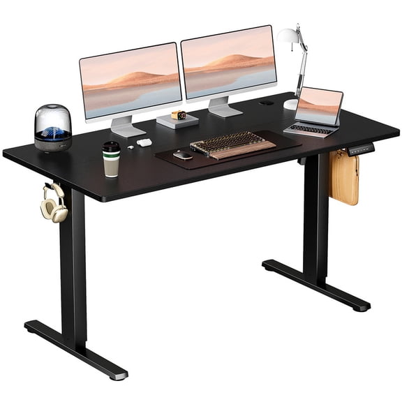 EBQOSK Ergonomic Height Adjustable Table with T-Shaped Metal Bracket Modern Computer Workstations Black 55"