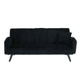 thumbnail image 1 of EBQOSK Minimalist Style, Straight-Line Corduroy Sofa Suitable for Sitting and Lying In The Living Room and Bedroom Black, 1 of 7