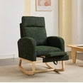 thumbnail image 1 of EBQOSK Modern Accent Rocking Chair Rocking Chair with Solid Wood Legs, Upholstered Nursery Glider Rocker, Comfy Armchair with Side Pocket, Lounge Arm Chair with High Backrest fabric Dark Green, 1 of 7