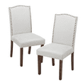 thumbnail image 1 of EBQOSK Modern Armless Dining Chairs with Upholstered Fabric,Nailhead Trim and Wood Legs Beige, 1 of 7