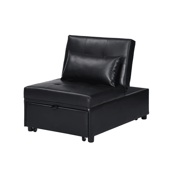 EBQOSK Multi-Function Folding Ottoman Sofa Bed with Storage – Convertible Sofa to Bed for Small Spaces Black