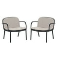 thumbnail image 1 of EBQOSK Outdoor PP Club Chair, Black Frame with Beige Cushion, Set of 2 Beige, 1 of 7