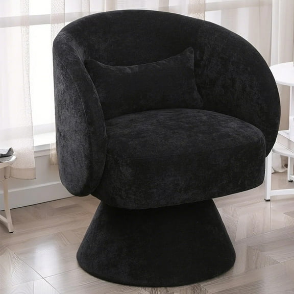EBQOSK Swivel Accent Chair Armchair, Round Barrel Chair in Fabric for Living Room Bedroom Black