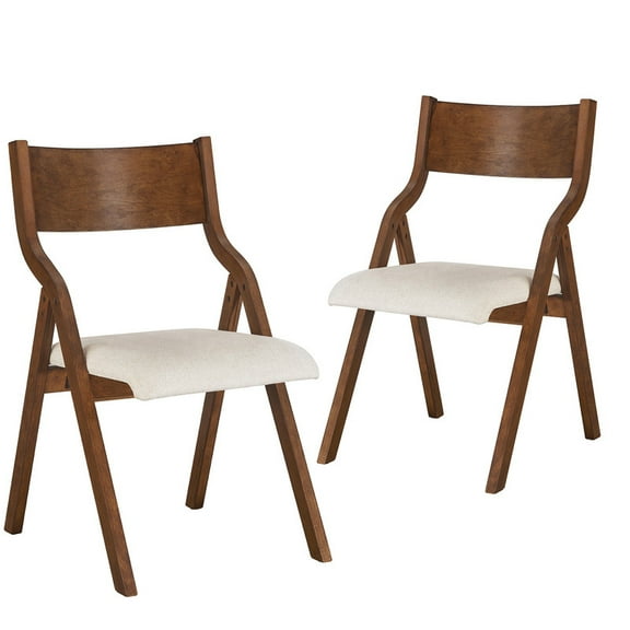 EBQOSK Upholstered folding Dining chair, space saving, easy to carry, Dining Room, 2-Pack Walnut