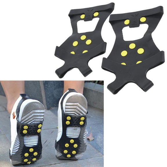 EBTOOLS 10-stud Ice Grips,One Pair Outdoor 10-stud Anti-slip Ice Snow Spike Grips Gripper Camping Shoes Covers