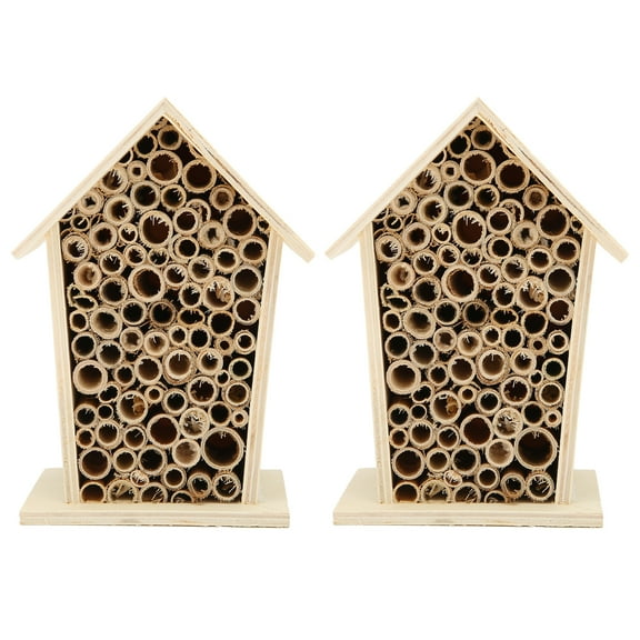 EBTOOLS 2Pcs/set Wooden Bee House Wood Bee Room Hotel Shelter Nests Box for Garden Decor