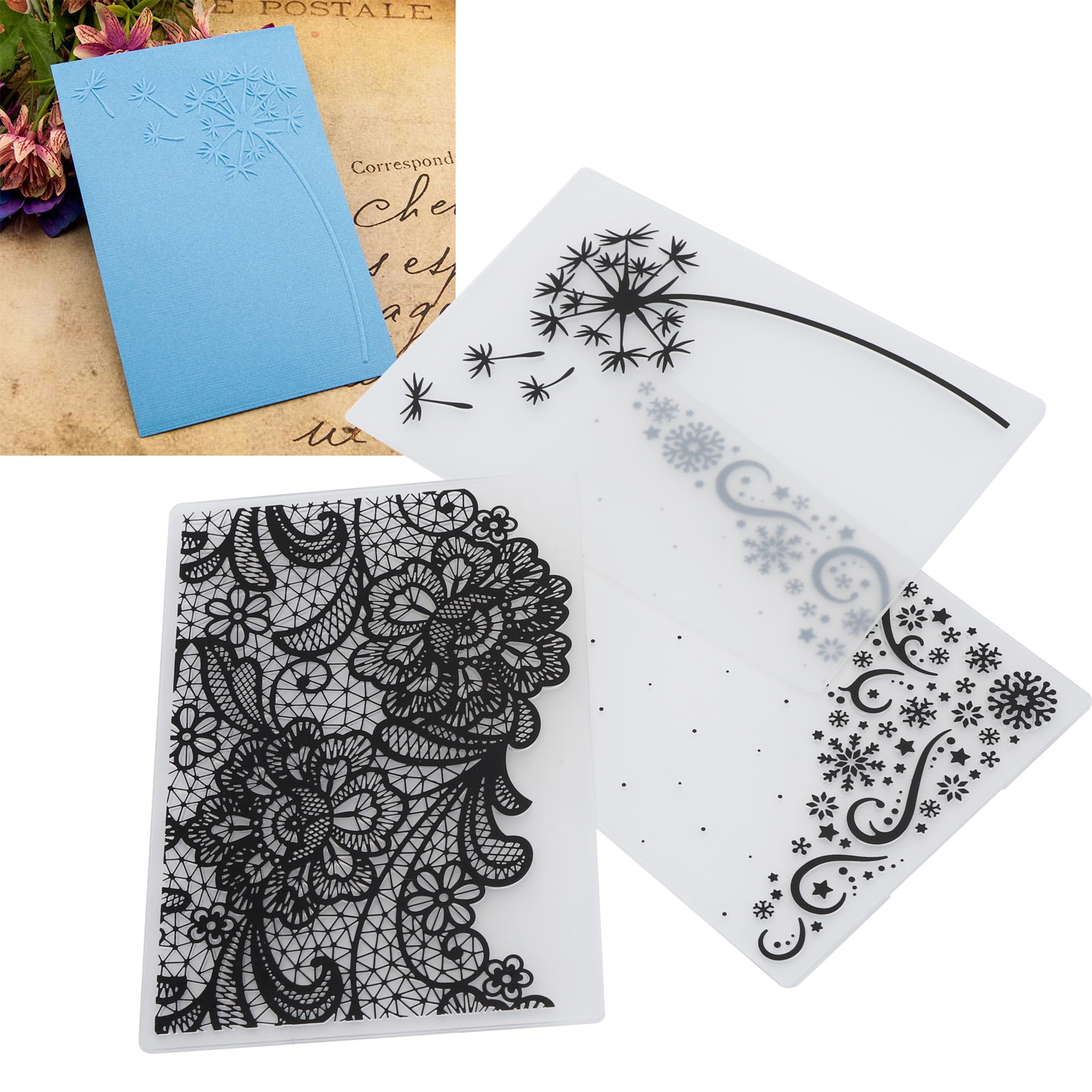 EBTOOLS 3x Plastic Embossing Folders DIY Card Making Embossed Template ...