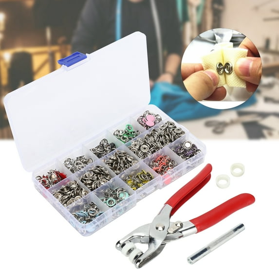 EBTOOLS 804Pcs Snap Fasteners Kit Sewing Button Punching Machine Hand Pressing Plierss Tools 9.5mm,Snap Fasteners,Snap Fasteners Kit