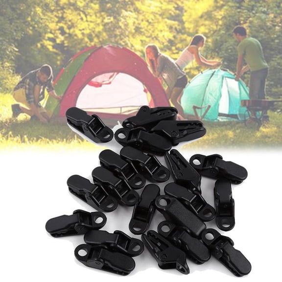 EBTOOLS Camping Tarp Clip,OTVIAP 20Pcs Outdoor Camping Tarp Tighten Tool Plastic Clip Clamp Snap Black,Camp Tarp Clip
