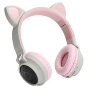 سماعة رأس من طراز EBTOOLS Fone De Ouvido سماعة أذن من Cat LED ضوء لاسلكي 5.0 سماعات قابلة للطي مع ميكروفون Audifono
