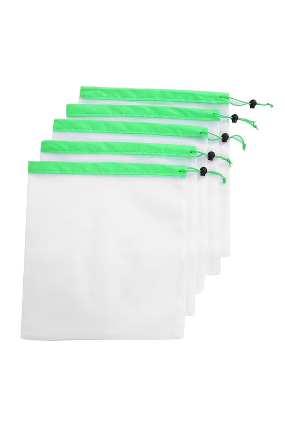 EBTOOLS Mesh Storage Bag, Mesh Bag Drawstring,15pcs 3 Sized Drawstring Mesh Bags Reusable Sundries Toy Fruit Vegetable Storage Punch