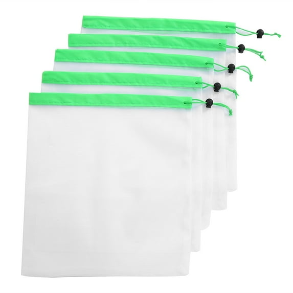 EBTOOLS Mesh Storage Bag, Mesh Bag Drawstring,15pcs 3 Sized Drawstring Mesh Bags Reusable Sundries Toy Fruit Vegetable Storage Punch