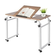EBTOOLS  Overbed Table with Wheels, Mobile Laptop Desk Cart, Computer Table over the Bed Table Adjustable Height and Length with Tilt Stand Board for Hospital and Home