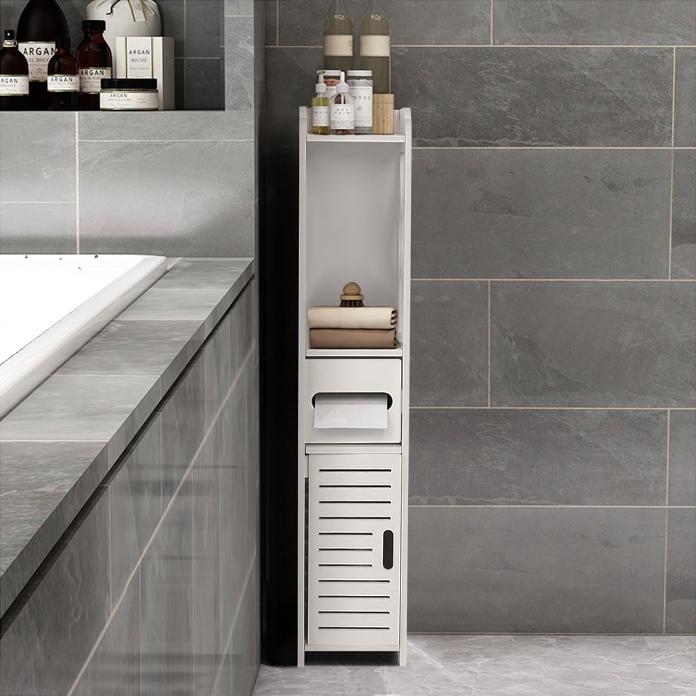 Small Freestanding Bathroom Storage Cabinet Corner Floor Cabinet With Doors  And Shelves Thin Toilet Vanity Cabinet Narrow Bath Sink Organizer 210705  From Dou08, $29.97