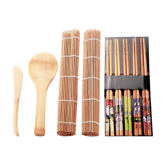 EBTOOLS Sushi Making Kit,13Pcs/set with 2 Sushi Rolling Mats 1 Paddle 1 Spreader and 5 Pairs of Chopsticks
