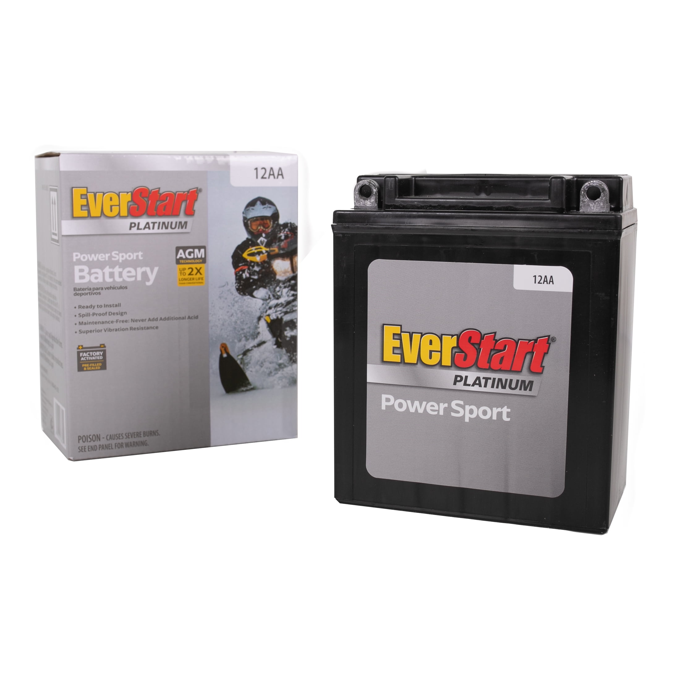 EBX12AA Factory Activated AGM Powersport Battery, 12V, 125 CCA, Group Size BX12AA