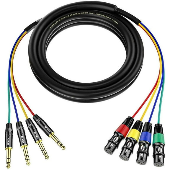 EBXYA 1/4 Inch TRS to XLR Cable 4-Channel Snake, Color-Coded Balanced & Compact for Audio Interface, Stage Box & Mixer