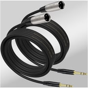 EBXYA XLR to 1/4 Inch Cable 2m 6ft 2-Pack, XLR Male to TRS Balanced Audio Cable with Gold Connectors for Mixer, Studio Monitor & Stage Output