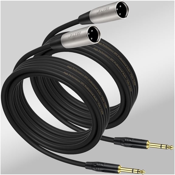 EBXYA XLR to 1/4 Inch Cable 2m (6ft) 2-Pack, XLR Male to TRS Balanced Audio Cable with Gold Connectors for Mixer, Studio Monitor & Stage Output